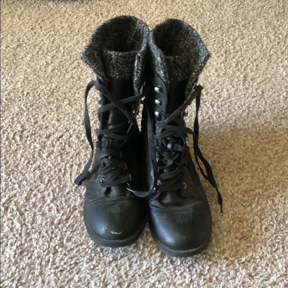 Black combat boots